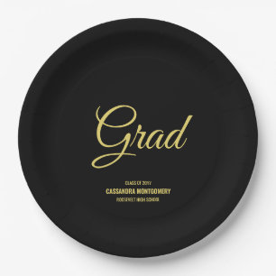 Black and Gold Modern Graduation Party Pappteller