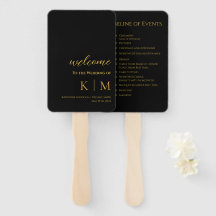Black and Gold Modern - Monogram Wedding Program -
