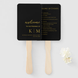 Black and Gold Modern - Monogram Wedding Program - Fächer