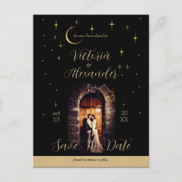 Black and Gold Modern Whimsigoth Celestial Arch Ankündigungspostkarte