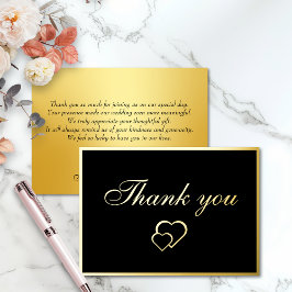 Black and Gold Modernes Foto Hochzeit Dankeschön C Folieneinladung