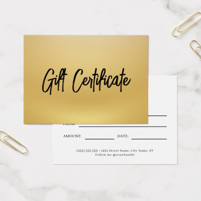 Black and Gold Modernes Geschenkzertifikat (Büro)