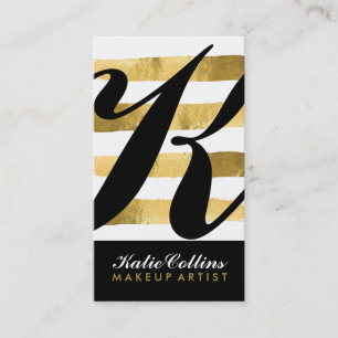 Black and Gold Monogram Visitenkarten Visitenkarte