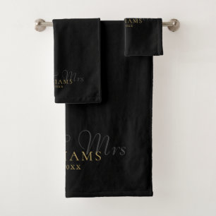 Black and Gold Mr. and Mrs. Established Badhandtuch Set