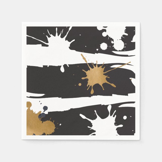 Black and Gold Napkins Serviette (Vorderseite)