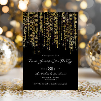 Black and Gold New Years Eve Party  Einladung
