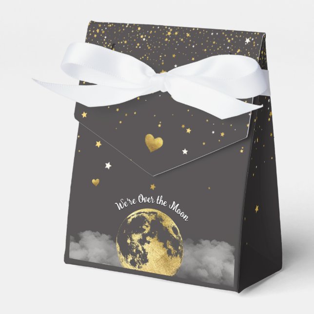 Black and Gold Over Moon Celestial Gevor Box Geschenkschachtel (Vorderseite)