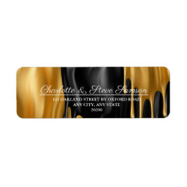 Black and Gold Paint Tropfen Wedding Rücksendeadre