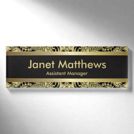 Black and Gold Paisley Art Namenschild