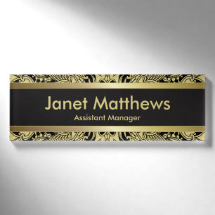 Black and Gold Paisley Art Namenschild