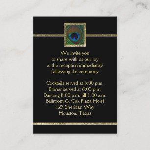 Black and Gold Peacock Feather Enclosure Card Begleitkarte