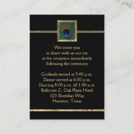 Black and Gold Peacock Feather Enclosure Card Begleitkarte
