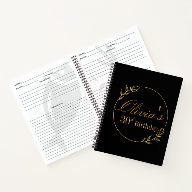 Black and Gold Personalized Recipe Notizbuch (Innenseite)
