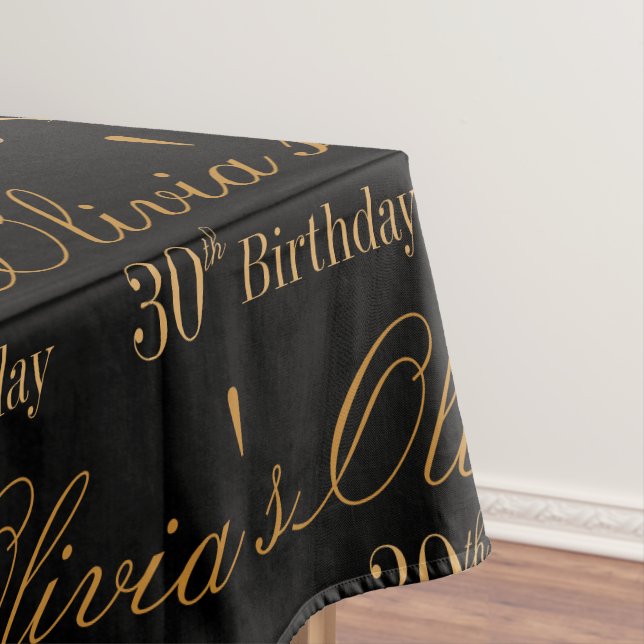 Black and Gold Personalized Tischdecke (Beispiel)