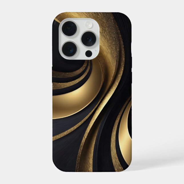 Black and Gold Phone Case iPhone 15 Pro Hülle (Rückseite)