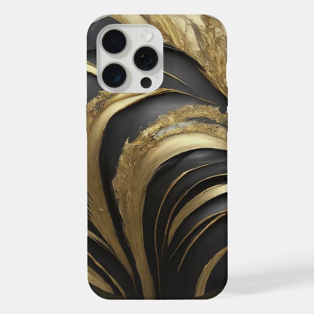 Black and Gold Phone Case iPhone 15 Pro Max Hülle (Rückseite)