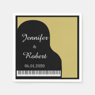 Black and Gold Piano Wedkin Napkin Serviette