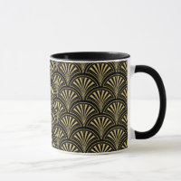 Black and Gold Posh Deko Fan Pattern