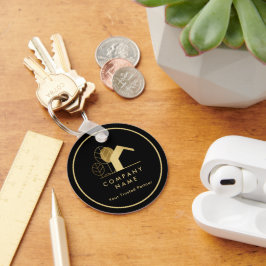 Black and Gold Qr-Code des modernen Hauses Schlüsselanhänger