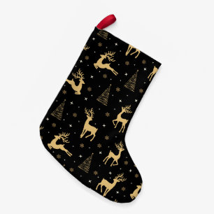 Black and Gold Rentier Kleiner Weihnachtsfest Stru Weihnachtsstrumpf
