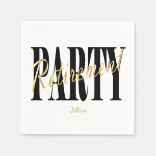 Black and Gold Retirement Party, Custom Napkins Serviette