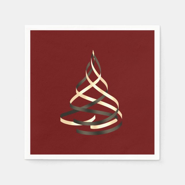 Black and Gold Ribbon Weihnachtsbaum Serviette (Vorderseite)