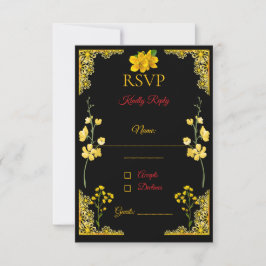Black and Gold RSVP Card Karte