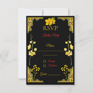 Black and Gold RSVP Card Karte