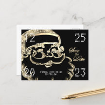 Black and Gold Santa Save the Date Weihnachts-Part