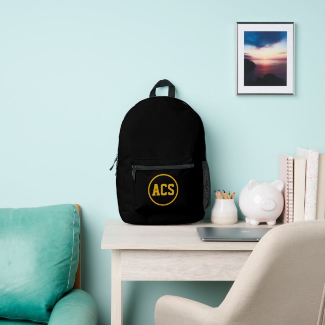 Black and Gold School Colors and Letters Bedruckter Rucksack (InSitu)