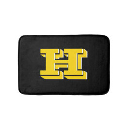 Black and Gold School Pride Color Style Monogram Badematte
