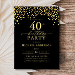 Black and Gold Script 40. Geburtstag Einladung<br><div class="desc">Set die Bühne für eine elegante Feier mit einer Schwarz-Gold-Script-Einladung Geburtstag! Dieses luxuriöse Gold-Script auf einem schwarzen Hintergrund strahlt Eleganz und zeitlosen Charme aus. Perfekt für Geburtstage oder ein stilvolles Event, kombiniert es klassische Eleganz mühelos mit modernem Flair. Ob ein großes Party oder eine intime Ansammlung - diese Einladung ist...</div>