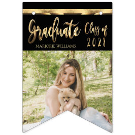 Black and Gold Script Class of 2021 Abschluss Wimpelkette