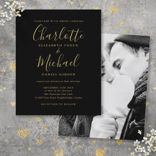 Black and Gold Script Foto Hochzeit