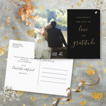 Black and Gold Script Foto Hochzeit Vielen Dank