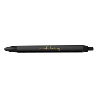 Black and Gold Script | Stylish Monogram Modern Kugelschreiber