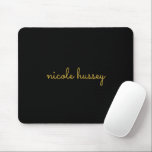 Black and Gold Script | Stylish Monogram Modern Mousepad<br><div class="desc">A simple stylish custom monogram design in an casual handwritten in striking monochrome Black. The monogram can easily be personalized to make a design as unique as you are! The perfect trendy gift or accessory for any occasion.</div>