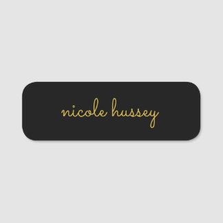 Black and Gold Script | Stylish Monogram Modern Namensschild
