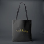 Black and Gold Script  | Stylish Monogram Modern Tasche<br><div class="desc">A simple stylish custom monogram design in an casual handwritten in striking monochrome Black. The monogram can easily be personalized to make a design as unique as you are! The perfect trendy gift or accessory for any occasion.</div>