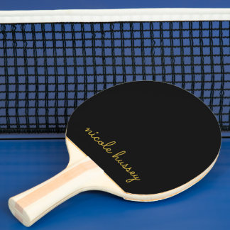 Black and Gold Script | Stylish Monogram Modern Tischtennis Schläger