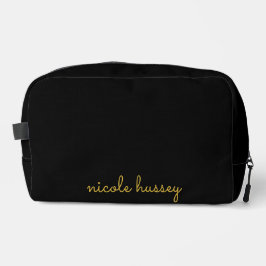 Black and Gold Script  | Stylish Monogram Modern Waschbeutel