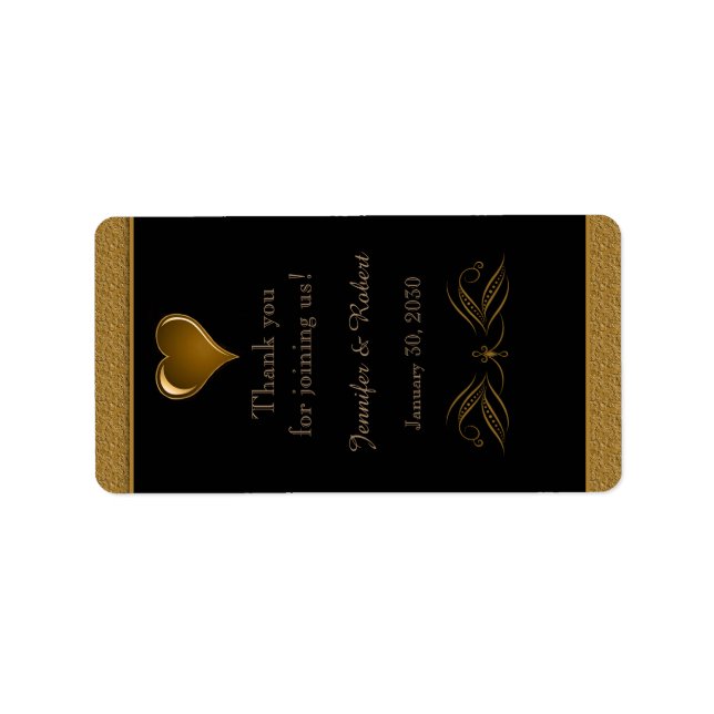 Black and Gold Scroll Wedding Lip Balm Label Adressaufkleber (Vorne)