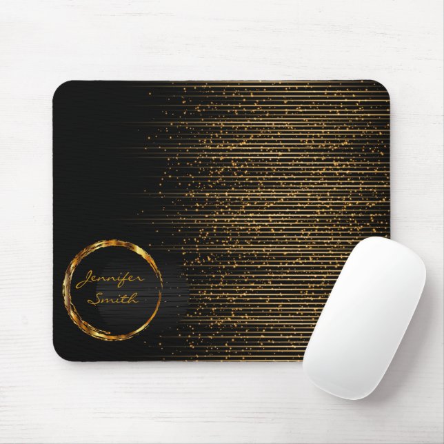 Black and Gold Shooting Stars Mousepad (Mit Mouse)