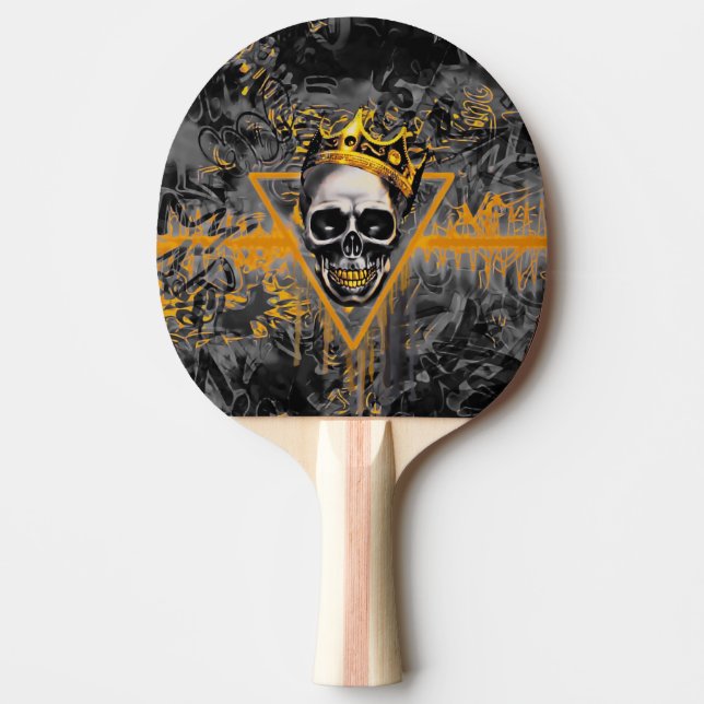 Black and Gold Skull King Graffiti Tischtennis Schläger (Vorderseite)