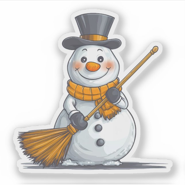 Black and Gold Snowman Aufkleber (Vorderseite)