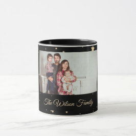 Black and Gold Staright Foto Weihnachten Tasse