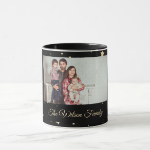 Black and Gold Staright Foto Weihnachten Tasse