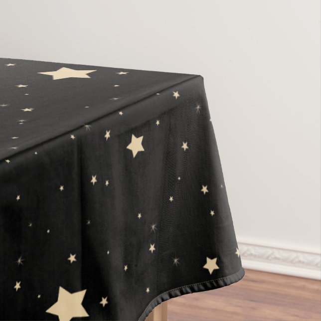 Black and Gold Starry Night Pattern Weihnachten Tischdecke (Beispiel)