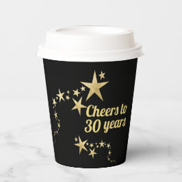 Black and Gold Stars jubeln bis 30 Jahre Geburtsta Pappbecher