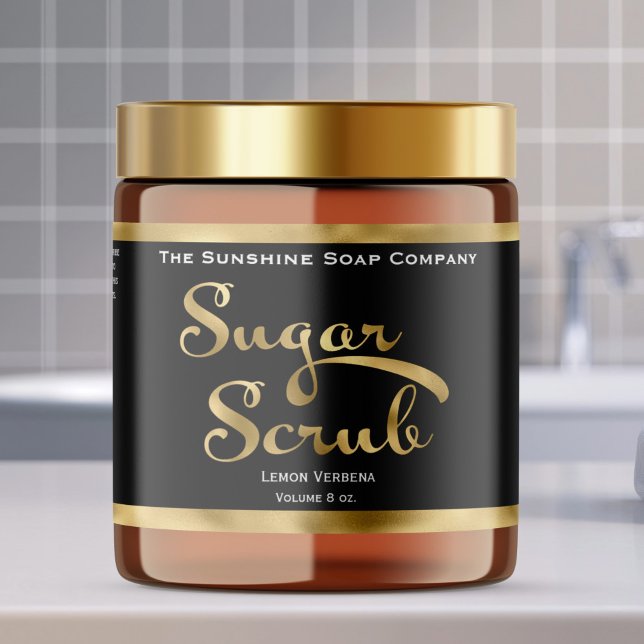 Black and Gold Sugar Scrub Jar Label (Von Creator hochgeladen)